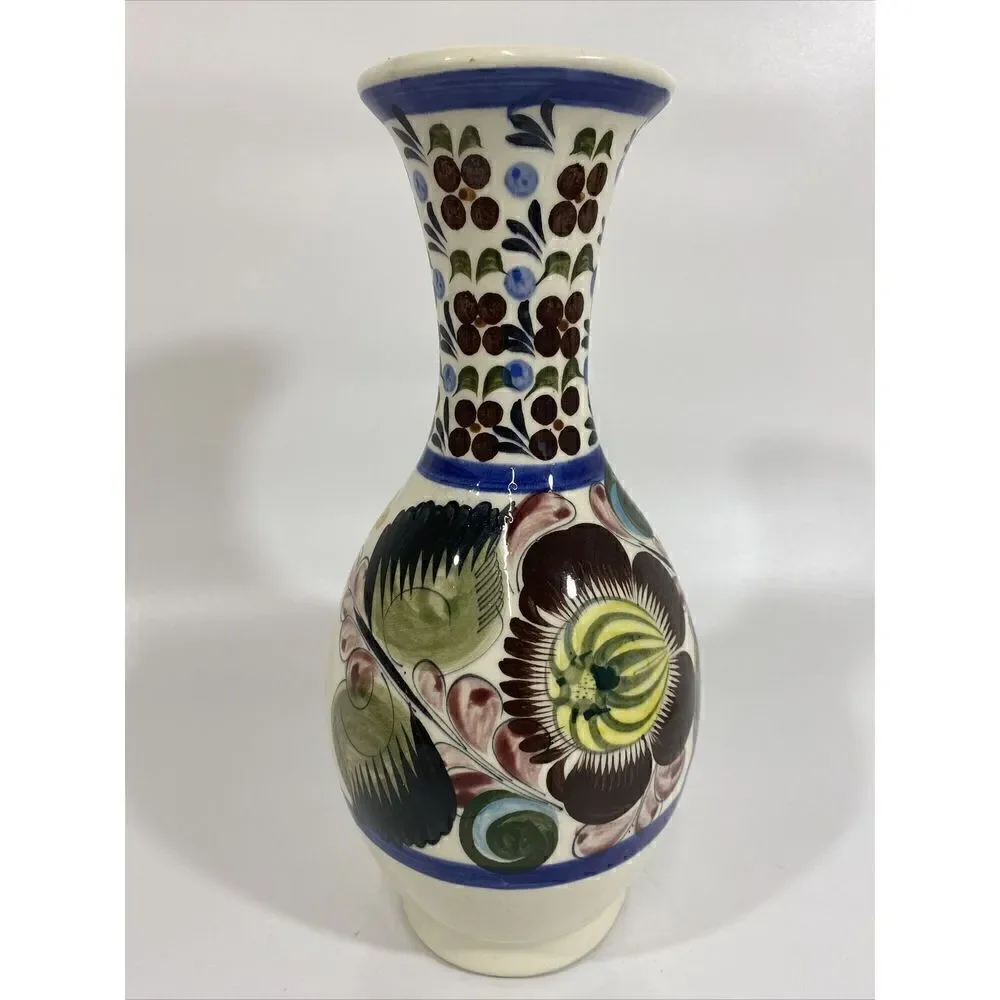 Large Vintage Mexican Tonala Folk Art Pottery Vase 12” - Picture 2 of 9